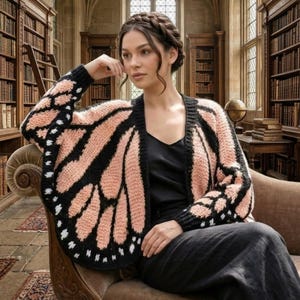 Monarch Butterfly Cardigan Crochet Pattern PDF, Crochet,Butterfly Wings Sweater, Beginner Friendly, Instant Download, image 4