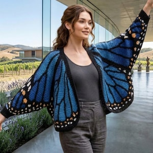 Monarch Butterfly Cardigan Crochet Pattern PDF, Crochet,Butterfly Wings Sweater, Beginner Friendly, Instant Download, image 3