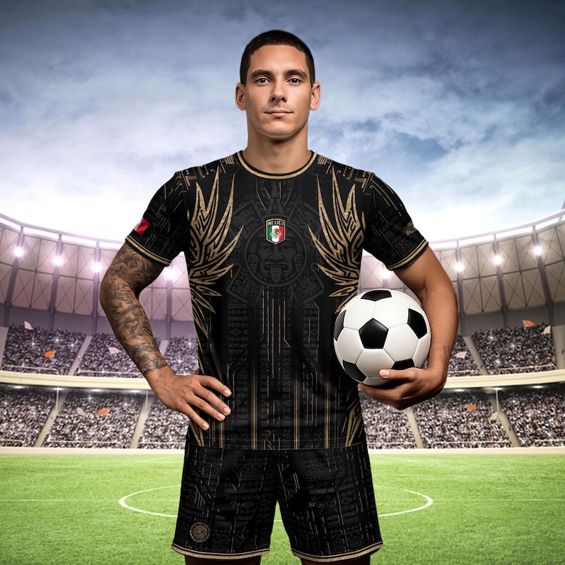 Mexican Aztec Soccer Jersey for Men, Mexico Football Jersey, Great Soccer Gift for Fans and Players, Game Day Outfit Idea image 7