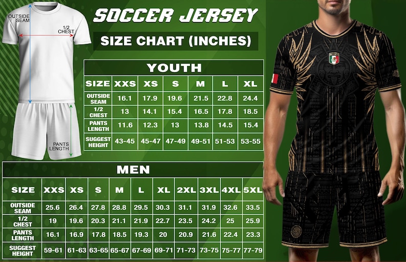 Mexican Aztec Soccer Jersey for Men, Mexico Football Jersey, Great Soccer Gift for Fans and Players, Game Day Outfit Idea image 2