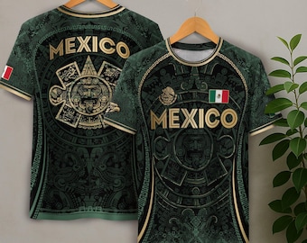 Mexicaans Azteeks voetbalshirt voor heren, Mexico voetbalshirt, geweldig voetbalcadeau voor fans en spelers, outfitidee voor wedstrijddag