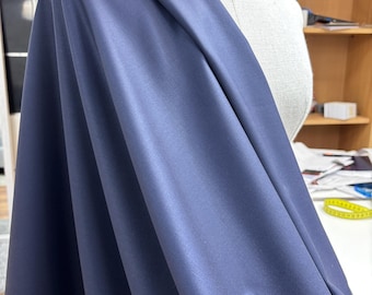 Italian Suiting Wool Fabric: Deep Navy Blue, Dual-Finish Couture