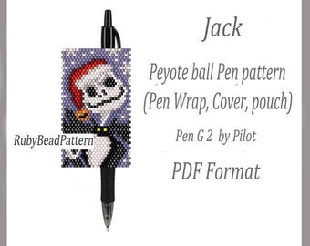 Jack Perlenstifte Wraps Pilot G2, Jack Muster, Jack Muster Cover Pen, Jack Perlenmuster, Jack Perle Peyote-Muster, Weihnachtsperlen PDF-Datei