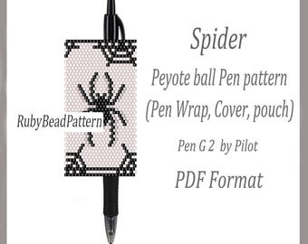 Spider-kralenpen wraps Pilot G2, Spider-kraalcoverpen, Spider-kralenpatronen, Spider-kralenpatronen, Peyote-kralenpatronen PDF-bestand