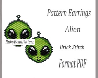 Alien bead earrings patterns, Alien beaded patterns, Alien beading earrings patterns, Alien beading patterns, Beading earrings, PDF file