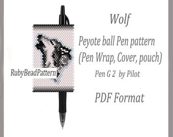 Wolf bead pen wraps Pilot G2, Wolf kraal patroon pen, Wolf kralenpatroon, Wolf kraal peyote patroon, Wolf kraal, Wolf kraal, Dieren kraal