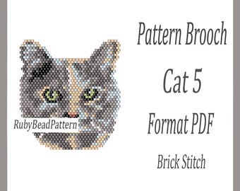Kat 5 kralenbrochepatroon, kattenkralenpatroon, kattenkralenpatroon, kattenkralenpatroon, dierenkralenpatroon, kralen, kattenkraal, kat met kralen