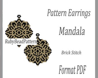 Mandala bead earrings pattern, Mandala beaded pattern, Mandala earrings pattern, Mandala beading pattern, Beading, Earrings Mandala bead