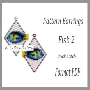 Fish 2 bead earrings pattern, Fish beaded pattern, Fish beading earrings pattern, Fish bead pattern, Beading Fish, Beaded earrings Fish