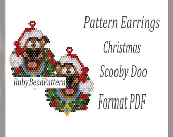 Scooby Doo Dog Christmas bead earrings pattern, Dog beaded pattern, Dog beading earrings pattern, Christmas bead pattern, Beading Christmas