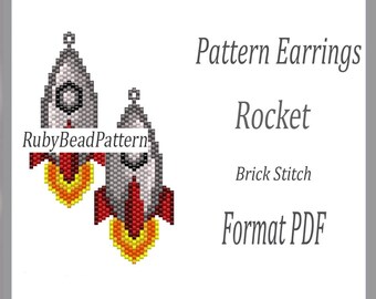 Rocket bead earrings pattern, Rocket bead pattern, Rocket earrings pattern, Rocket beading pattern, Beading, earrings Rocket, Beaded pattern