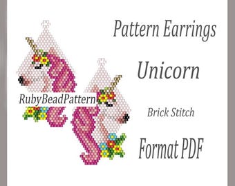 Patroon eenhoornkralenoorbellen, Eenhoornkralenpatroon, Eenhoornkralenoorbellenpatroon, Eenhoornkralenpatroon, Kralen, Kralen Eenhoorn