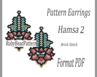 Patrón de pendientes de cuentas de mano de Hamsa, patrón de cuentas de mano de Hamsa, patrón de pendientes de mano de Hamsa, patrón de cuentas de mano, abalorios, patrón de pendientes