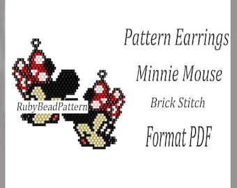 Patroon minimuis kralenoorbellen, muiskralenpatroon, patroon minimuis kralenoorbellen, pdf-bestand kralenpatroon, steensteek kralen