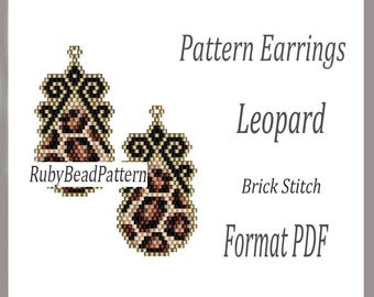 Patrón de pendientes de cuentas de leopardo, Patrón de cuentas de leopardo, Patrón de pendientes de cuentas de leopardo, Patrón de cuentas de leopardo, Abalorios, Patrón de cuentas
