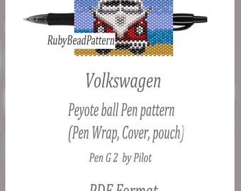 Car bead pen wraps Pilot G2, Car bead patterns cover pen, Car beaded patterns, Car bead peyote patterns bead, Beading