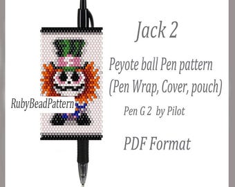 Fundas para bolígrafo con cuentas Jack 2 Pilot G2, funda con patrón Jack para bolígrafo Halloween, patrón de cuentas de Halloween, patrón de cuentas Jack peyote, abalorios de Halloween