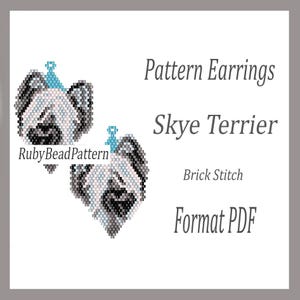 Skye Terrier Dog bead earrings patterns, Skye Terrier beaded pattern, Skye Terrier Dog beading earrings pattern, Skye Terrier Dog, PDF file