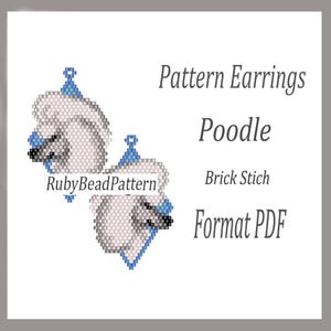 Poodle Dog bead earrings pattern, Poodle beaded pattern, Poodle beading earrings pattern, Dog bead pattern, Beading brick stitch dog