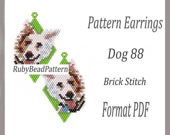 Dog 88 bead earrings patterns, Dog beaded patterns, Dog beading earrings patterns, Dog beading patterns, Beading, earrings Dog, beaded PDF