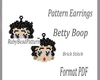 Padrão de brincos de contas Betty Boop, Padrão de contas Betty Boop, Padrão de brincos de contas Betty Boop, Padrão de contas Betty Boop, Miçangas