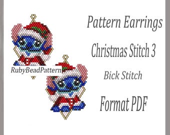 Christmas Stitch 3 bead earrings pattern, Stitch bead pattern, Christmas bead earrings pattern, PDF file bead pattern, Beading Brick Stitch