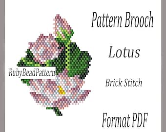 Lotus bead brooch pattern, Lotus Flower beaded pattern, Lotus Flower beading pattern, Lotus beaded pattern, Beading, Lotus Flower