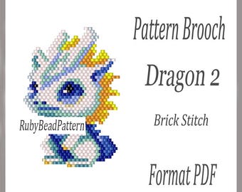Dragon 2 bead brooch pattern, Dragon beaded pattern, Dragon beading pattern, Dragon beading pattern, Beading, Dragon bead, Dragon
