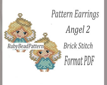 Angel 2 bead earrings pattern, Angel beaded pattern, Angel beading earrings pattern, bead pattern, Beading brick stitch, Angel beaded