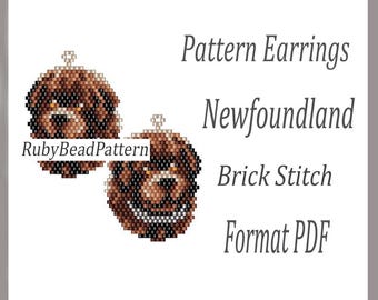 Newfoundland Dog bead earrings pattern, Newfoundland beaded pattern, Corgi beading earrings pattern, Dog beading pattern, brick stitch