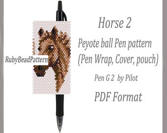 Horse 2 bead pen wraps Pilot G2, Horse pattern bead cover pen, Horse beaded pattern, Horse peyote pattern, Horse Beading pattern PDF file