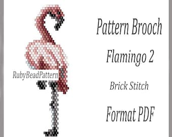 Flamingo 2 bead brooch patterns, Flamingo beaded patterns, Flamingo beading patterns, Flamingo bead patterns, Beading, Flamingo beading PDF