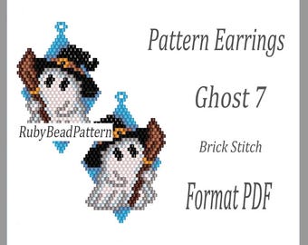 Ghost 7 bead earrings patterns, Halloween beaded patterns, Halloween earrings patterns, Ghost bead pattern, Beading, beaded earrings pattern