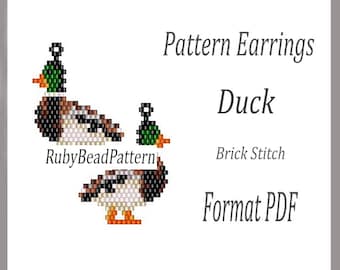 Duck bead earrings pattern, Duck beaded pattern, Duck beading earrings pattern, Duck bead pattern, Bead Duck pattern, beading pattern bird