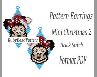 Patroon kerstmini 2 kralen, muiskralenpatroon, patroon kerstoorbellen kerstkralen, pdf-bestand kralenpatroon, steensteek kralen