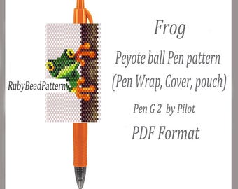 Kikkerkralenpen wraps Pilot G2, omslagpen met kikkerkralenpatronen, kikkerkralenpatronen, peyotepatronen kikkerkraal, pdf-bestand kralenpatronen pdf
