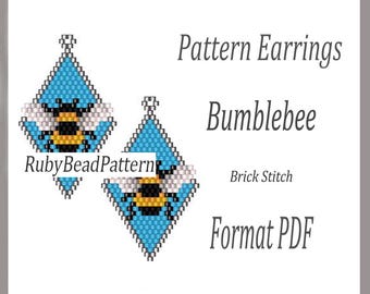 Patroon hommel-kralenoorbellen, hommel-kralenpatroon, hommel-kralenoorbellenpatroon, hommel-kralenpatroon, kralen hommel