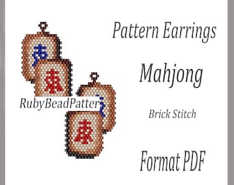Mahjong bead earrings pattern, Mahjong beaded pattern, Mahjong beading earrings pattern, Mahjong bead pattern, Beading, Beading Mahjong
