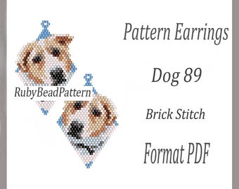 Dog 89 bead earrings patterns, Dog beaded patterns, Dog beading earrings patterns, Dog beading patterns, Beading, earrings Dog, beaded PDF