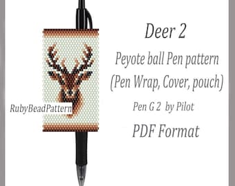 Deer 2 kralenpen wraps Pilot G2, dekpen hertenkralenpatronen, hertenkralenpatronen, hertenkralen peyotepatronen, pdf-bestand kralenpatronen pdf