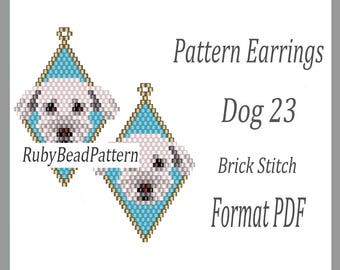 Dog 23 bead earrings pattern, Dog beaded pattern, Dog beading earrings pattern, Dog beading pattern, Beading, earrings Dog, beaded earrings