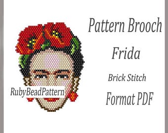 Frida bead brooch pattern, Frida beaded pattern, Frida beading pattern, Frida bead pattern, Frida bead pattern, Beading, Frida beading