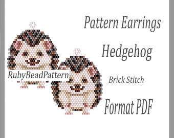 Hedgehog bead earrings pattern, Hedgehog beaded pattern, Hedgehog beading earrings pattern, Hedgehog bead pattern, Bead animals, beading