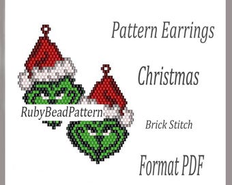 Christmas bead earrings pattern, Christmas beaded pattern, Christmas earrings pattern, Christmas beading pattern, Beading, earrings pattern