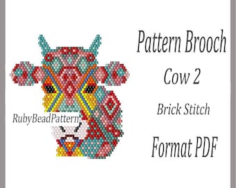 Cow 2 bead brooch patterns, Cow beaded patterns, Cow beading patterns, Cow bead pattern, Animals bead patterns, Beading, Beaded Cow