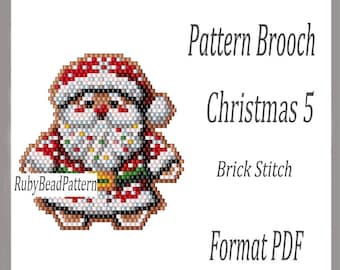 Patrón de broche navideño de 5 cuentas, patrón de cuentas navideñas, patrón de cuentas navideñas, patrón de cuentas navideñas, abalorios, cuentas navideñas