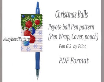 Weihnachtskugeln Perlenstift Wraps Pilot G2, Weihnachtskugeln Perlenmuster, Weihnachtsperlenmuster, Weihnachtsperlen Peyotemuster