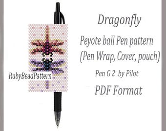 Libelle-kralenpen wraps Pilot G2, libelle-kralenpatroonpen, libelle-kralenpatroon, PDF-bestand libelle-kralenpatroon