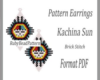 Kachina Sun bead earrings patterns, Kachina Sun beaded patterns, Kachina Sun patterns, Beading earrings PDF file