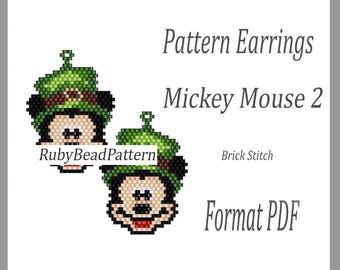 Mickey Mouse 2 patronen kralenoorbellen, Patrick's Day-kralenpatronen, kralenoorbellenpatroon, Patrick's Day-kralenpatroon, kralen-pdf